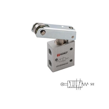 VÁLVULA DE RODILLO LARGO 16MM 3/2 VÍAS DE ACCIONAMIENTO MECÁNICO ROSCA DE 1/8 REF. 3VZ0 3 NC AIGNEP