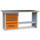 MESA DE TRABAJO CON UNA CAJONERA DE 6 CAJONES COLOR NARANJA REF. C59A BETA