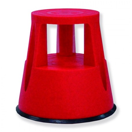 TABURETE DE RESINA CON RUEDAS ROJO GAYNER