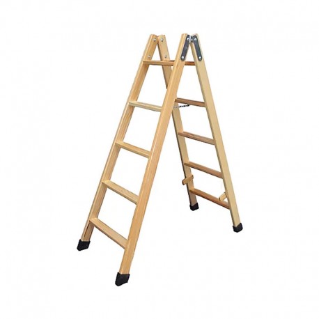 ESCALERA DE MADERA DE 5 PELDAÑOS DE DOBLE SUBIDA FARAONE