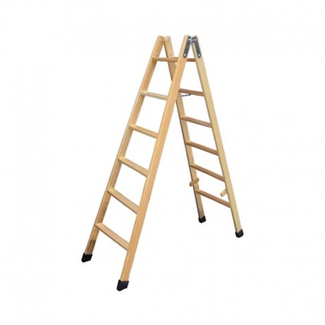ESCALERA DE MADERA DE 6 PELDAÑOS DE DOBLE SUBIDA FARAONE