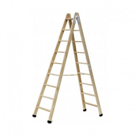 ESCALERA DE MADERA DE 9 PELDAÑOS DE DOBLE SUBIDA FARAONE