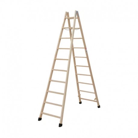 ESCALERA DE MADERA DE 10 PELDAÑOS DE DOBLE SUBIDA FARAONE