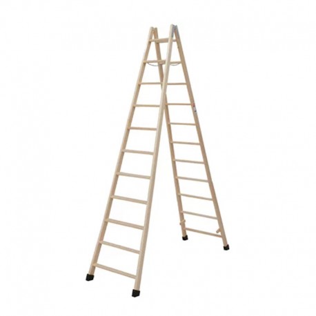 ESCALERA DE MADERA DE 11 PELDAÑOS DE DOBLE SUBIDA FARAONE