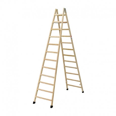 ESCALERA DE MADERA DE 12 PELDAÑOS DE DOBLE SUBIDA FARAONE