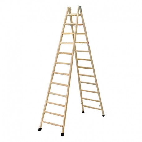 ESCALERA DE MADERA DE 13 PELDAÑOS DE DOBLE SUBIDA FARAONE