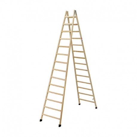 ESCALERA DE MADERA DE 14 PELDAÑOS DE DOBLE SUBIDA FARAONE