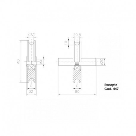 Plano rueda polea 100x20 u