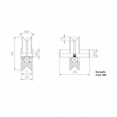 Plano polea de 100x20 en v