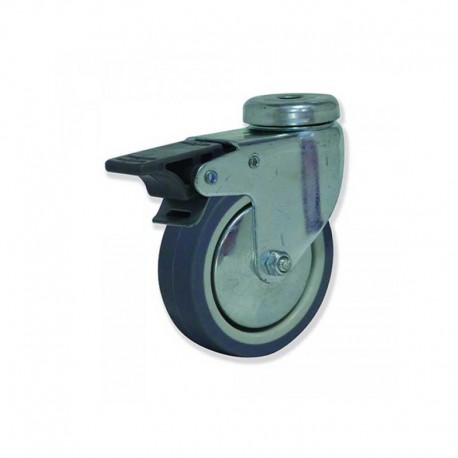 RUEDA GIRATORIA CON FRENO DE TERMO-CAUCHO 100 MM PARA MUEBLES Y CARGAS LIGERAS SOPORTA 70 KG
