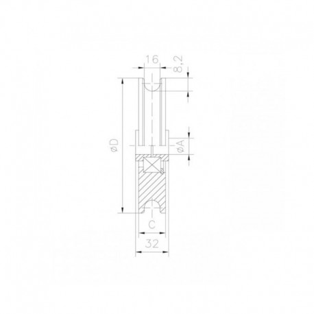 Plano polea de 100 x 16 en u