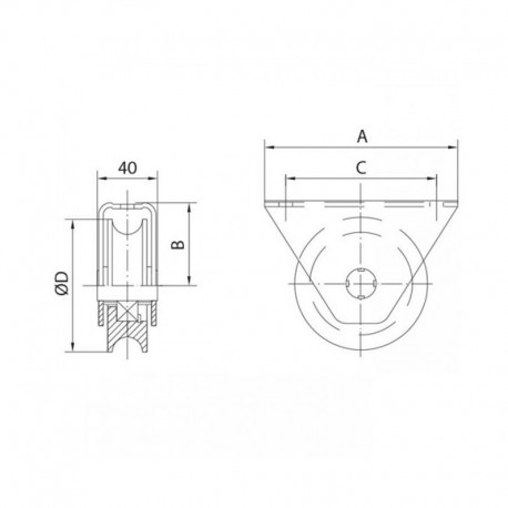 Plano polea de 90 x 20 en u
