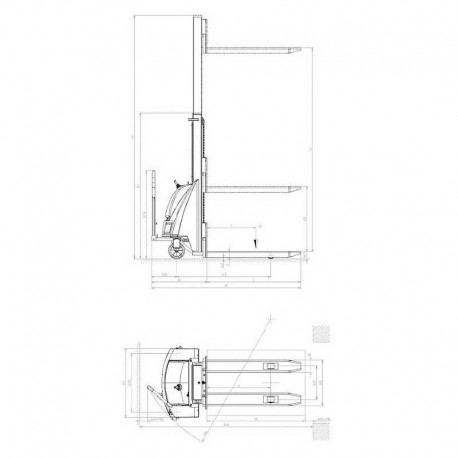 Cotas y medidas apilador Pramac electromanual tx 10/16