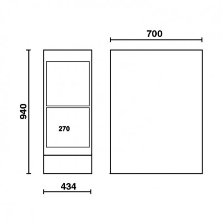 Medidas pata universal para mobiliario de taller Beta C55