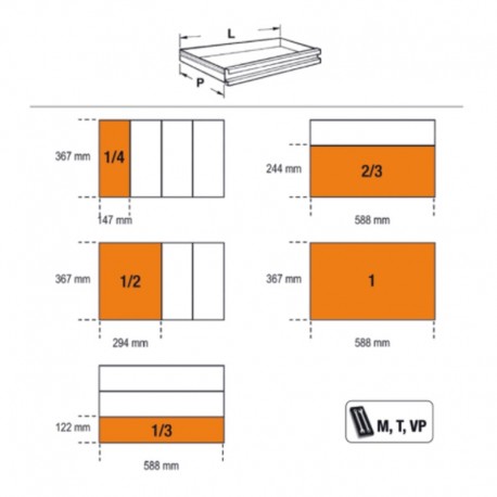 Cajonera portátil RSC24/6 R plano del modelo