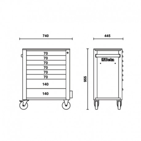 Cajonera modelo RSC24A/8 R planos altura