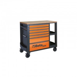 CARRO PARA HERRAMIENTAS MÓVIL 7 CAJONES Y REPISAS LATERALES COLOR NARANJA BETA