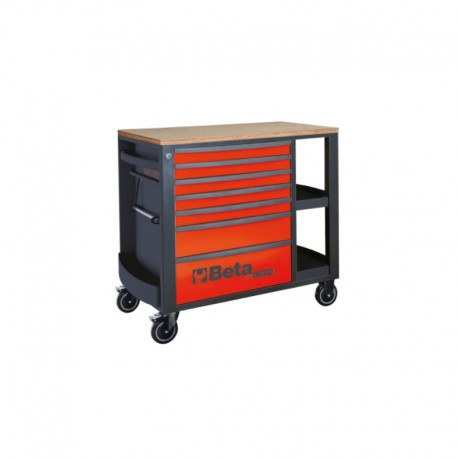 CARRO DE HERRAMIENTAS MÓVIL 7 CAJONES Y REPISAS LATERALES COLOR ROJO BETA