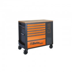 CARRO DE HERRAMIENTAS MÓVIL 7 CAJONES Y ARMARIO PORTA-OBJETOS COLOR NARANJA BETA