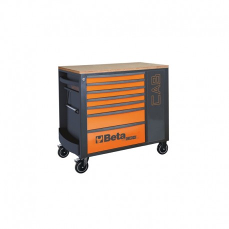 CARRO DE HERRAMIENTAS MÓVIL 7 CAJONES Y ARMARIO PORTA-OBJETOS COLOR NARANJA BETA