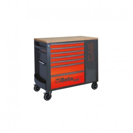 CARRO DE HERRAMIENTAS MÓVIL 7 CAJONES Y ARMARIO PORTA-OBJETOS COLOR ROJO BETA