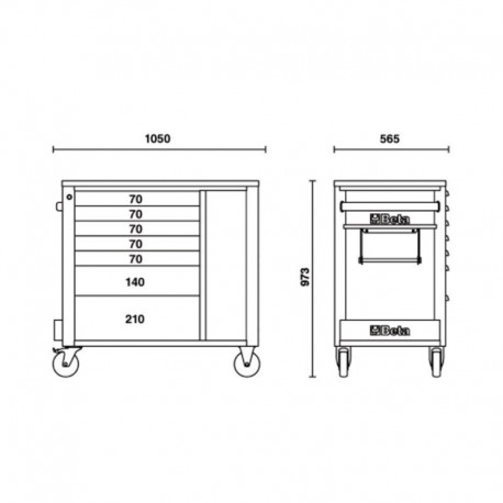 Cajonera modelo Beta RSC24L-CAB/ A planos de altura
