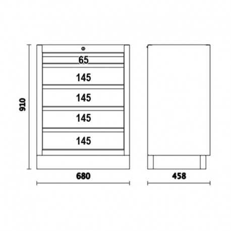 Altura cajonera fija modelo C45PRO