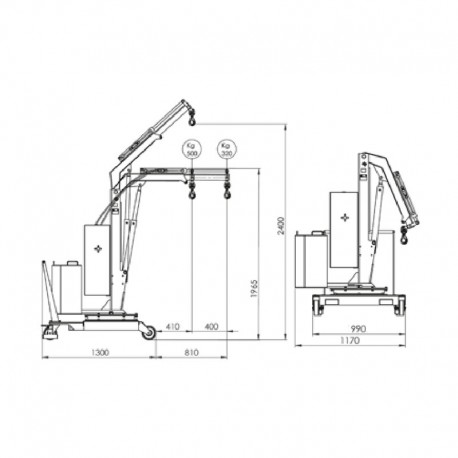 GRÚA HIDRÁULICA MÓVIL ROTATIVA ELÉCTRICA 360º GAYNER