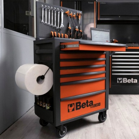 Cajonera móvil naranja y gris antracita Beta para su uso