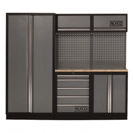 MUEBLE DE TRABAJO 458X2000X2275MM 3 MÓDULOS CON BANCADA DE TRABAJO EN MADERA ALYCO