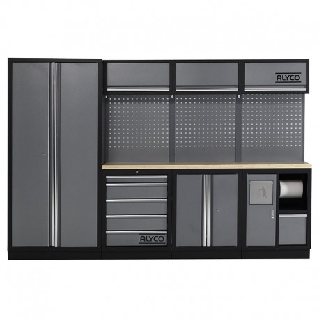 MUEBLE DE TRABAJO 458X2000X2275MM 3 MÓDULOS CON BANCADA DE TRABAJO EN MADERA ALYCO