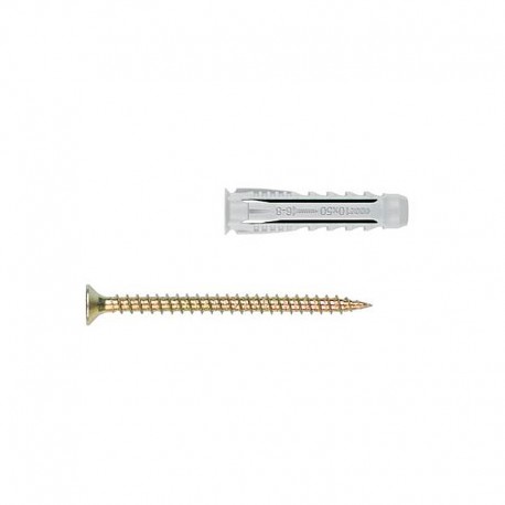 TACO NYLÓN 6 X 30 MM Ø6 + TIRAFONDO 4,5 X 40 MM PACK 32 UD.