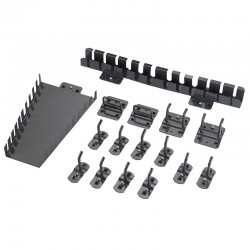 CONJUNTO DE 16 GANCHOS Y SOPORTES PARA PANELES PERFORADOS DE TALLER ALYCO