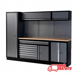 MUEBLE DE TRABAJO 3 MÓDULOS 458X2000X2275MM CON BASE Y BANCADA DE MADERA ALYCO