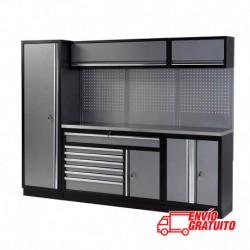 MUEBLE DE TALLER 3 MÓDULOS 458X2000X2275MM CON BASE Y BANCADA DE ACERO INOX ALYCO