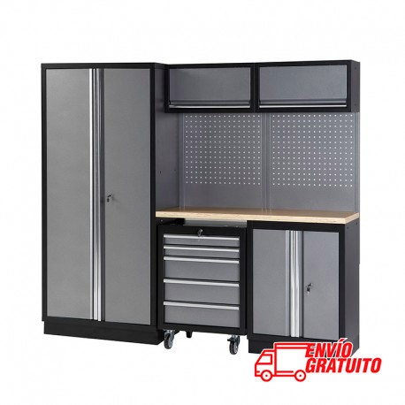 MUEBLE DE TRABAJO 3 MÓDULOS 458X2000X2275MM CON BANCADA DE MADERA ALYCO