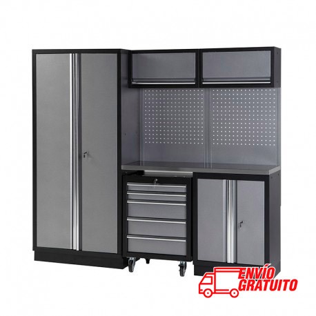 MUEBLE DE TRABAJO 3 MÓDULOS 458X2000X2275MM CON BANCADA DE ACERO INOX ALYCO