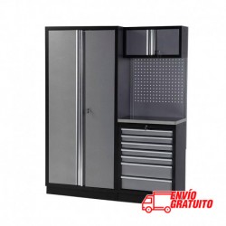 MUEBLE DE 2 MÓDULOS DE TALLER 458X2000X1595MM CON SUPERFICIE DE ACERO INOX ALYCO