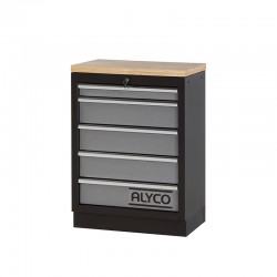 ARMARIO DE TRABAJO 458X910X680MM CON BASE EN MADERA 5 CAJONES Y CERRADURA ALYCO