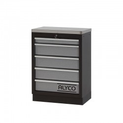 ARMARIO DE TALLER 458X910X680MM CON BASE EN ACERO INOX 5 CAJONES Y CERRADURA ALYCO