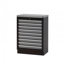 ARMARIO DE TRABAJO 458X910X680MM CON BASE EN ACERO INOX 9 CAJONES Y CERRADURA ALYCO