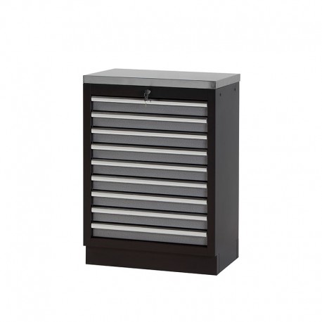 ARMARIO DE TRABAJO 458X910X680MM CON BASE EN ACERO INOX 9 CAJONES Y CERRADURA ALYCO