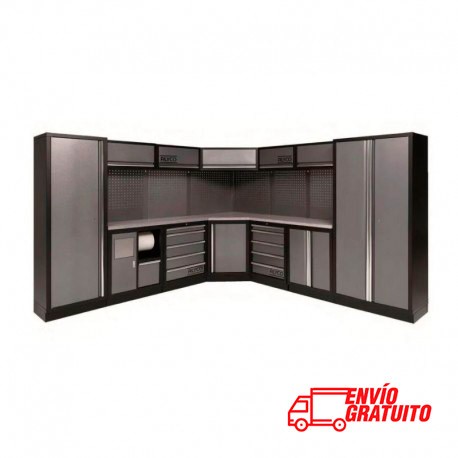 MUEBLE DE TALLER RINCONERA 7 MÓDULOS CON BANCADA EN ACERO INOX ALYCO