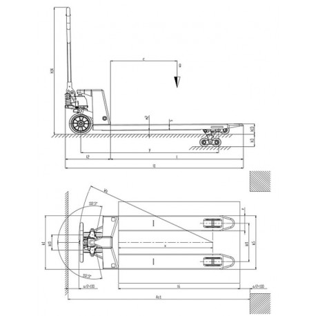 Medidas transpaleta larga Pramac G5 S25S4