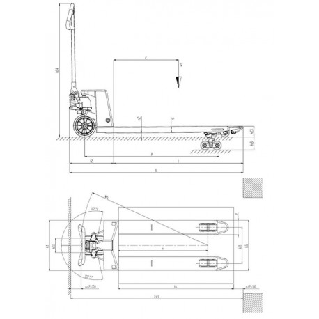 Medidas transpaleta larga Pramac GS EVO S25S4