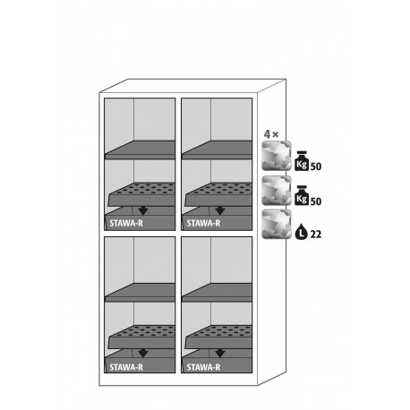 Armario de seguridad para productos químicos CS-CLASSIC-MultiRisk modelo CS.195.105.MM.4WD en blanco puro RAL 9010
