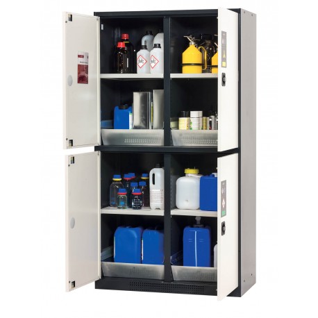 Interios Armario de seguridad para productos químicos CS-CLASSIC-MultiRisk modelo CS.195.105.MM.4WD en blanco puro RAL