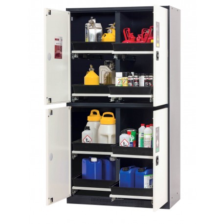 Armario de seguridad para el almacenamiento separado, homologado y seguro de distintos productos químicos en un solo arm