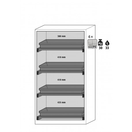 Armario de seguridad para productos químicos CS-CLASSIC-G modelo CS.195.105.WDFW en blanco puro RAL 9010