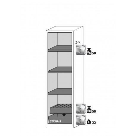 Armario de seguridad para productos químicos CS-CLASSIC modelo CS.195.054 en gris claro RAL 7035